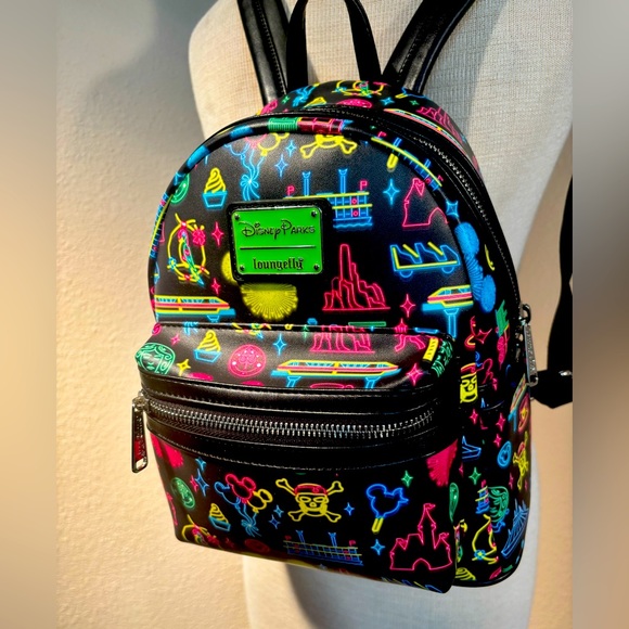 Retired Loungefly Disney Parks Neon Icons Mini Backpack – NWOT - Picture 3 of 7